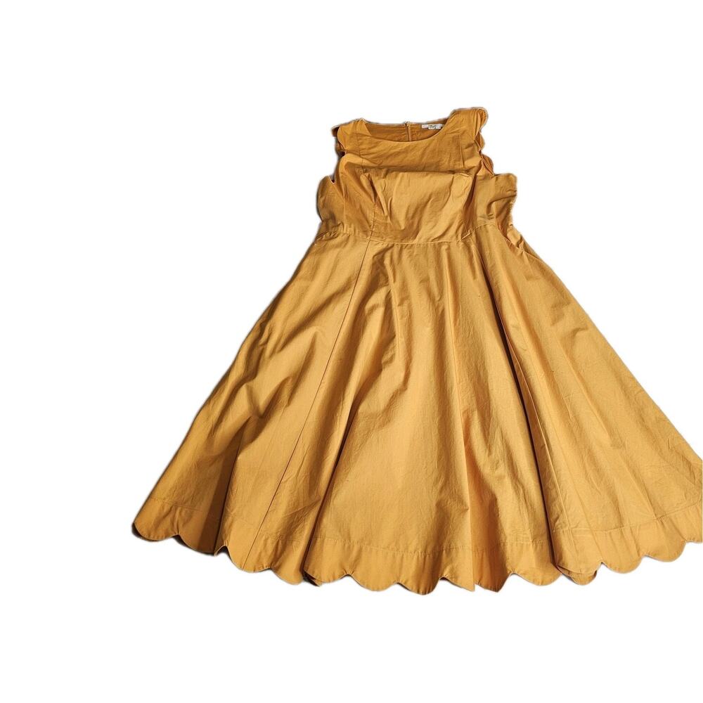 Boden Womens Yellow Ochre Judith Poplin Sleeveless Fit & Flare Dress sz10 preppy - Picture 2 of 8